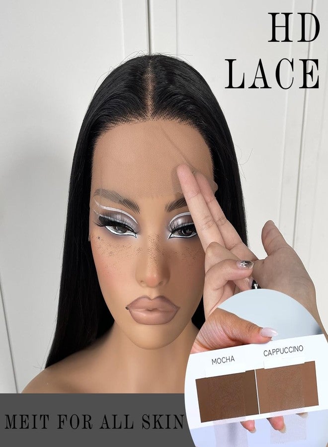 MITIMES 32inch Long Straight Lace Front Wigs Natural Black Glueless Straight Hair Lace Front Wig Pre Plucked Synthetic HD Lace Front Wig For Black Women - Image 4